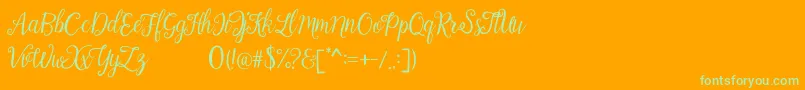 Calista Font – Green Fonts on Orange Background
