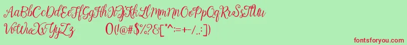 Calista-Schriftart – Rote Schriften auf grünem Hintergrund