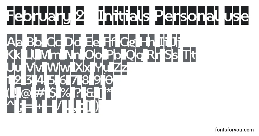 Czcionka February 2   Initials Personal use – alfabet, cyfry, specjalne znaki