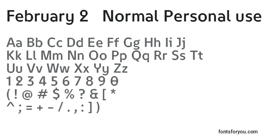 Schriftart February 2   Normal Personal use – Alphabet, Zahlen, spezielle Symbole