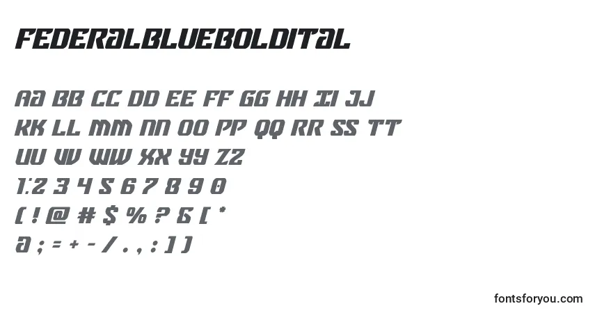 Schriftart Federalblueboldital – Alphabet, Zahlen, spezielle Symbole