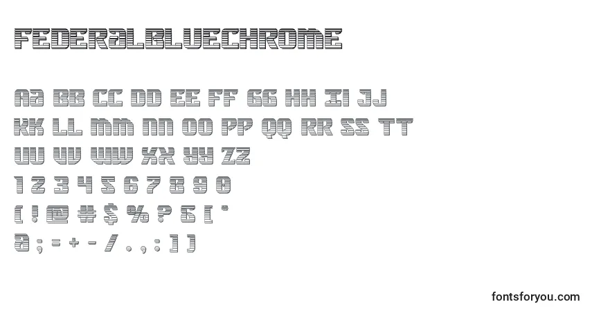 Schriftart Federalbluechrome – Alphabet, Zahlen, spezielle Symbole