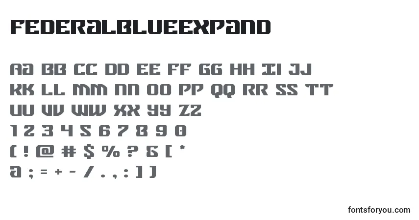 Шрифт Federalblueexpand – алфавит, цифры, специальные символы