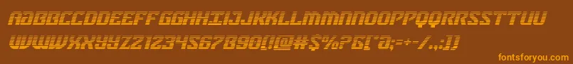フォントfederalbluegradital – オレンジ色の文字が茶色の背景にあります。