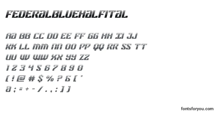 Schriftart Federalbluehalfital – Alphabet, Zahlen, spezielle Symbole