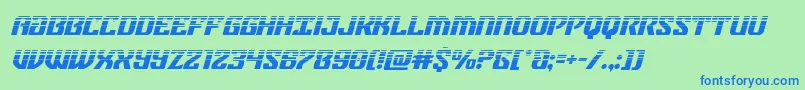 フォントfederalbluehalfital – 青い文字は緑の背景です。