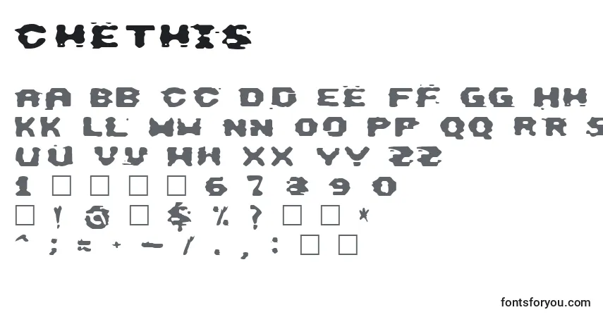 Schriftart CheThis – Alphabet, Zahlen, spezielle Symbole