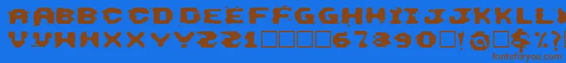 Weitere Informationen zur CheThis-Schriftart CheThis-Schriftart – Braune Schriften auf blauem Hintergrund