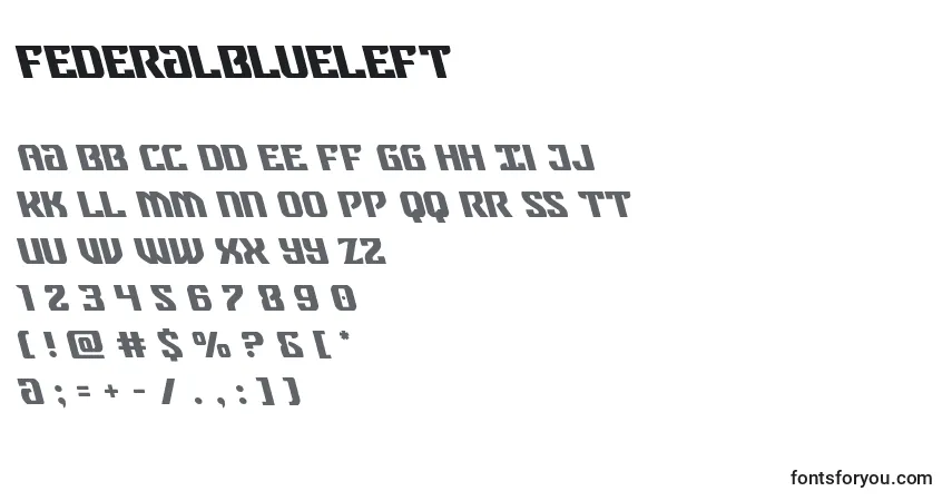 A fonte Federalblueleft – alfabeto, números, caracteres especiais