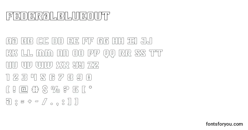 Czcionka Federalblueout – alfabet, cyfry, specjalne znaki