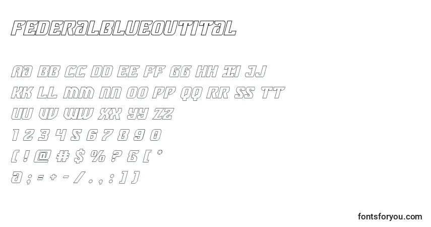 Czcionka Federalblueoutital – alfabet, cyfry, specjalne znaki