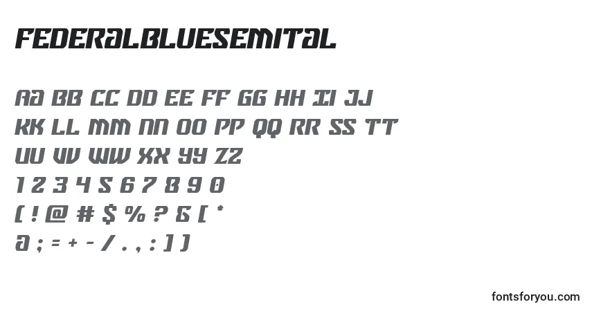 Шрифт Federalbluesemital – алфавит, цифры, специальные символы