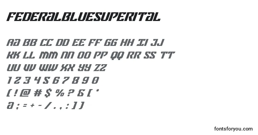 Fuente Federalbluesuperital - alfabeto, números, caracteres especiales