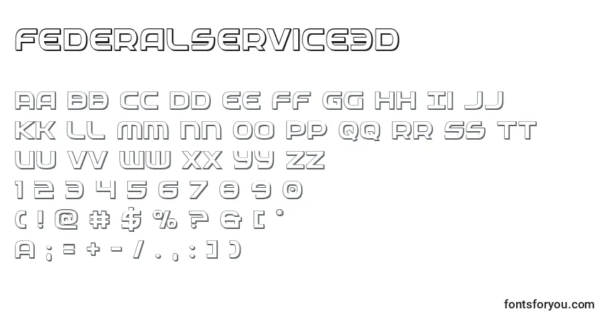 Czcionka Federalservice3d – alfabet, cyfry, specjalne znaki