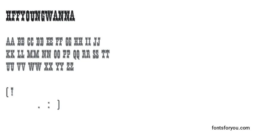 Schriftart HffYoungWanna – Alphabet, Zahlen, spezielle Symbole