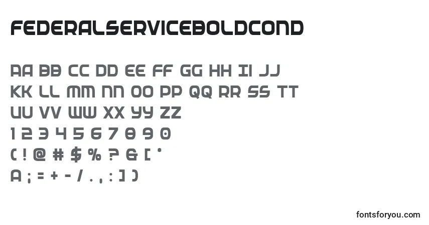 A fonte Federalserviceboldcond – alfabeto, números, caracteres especiais