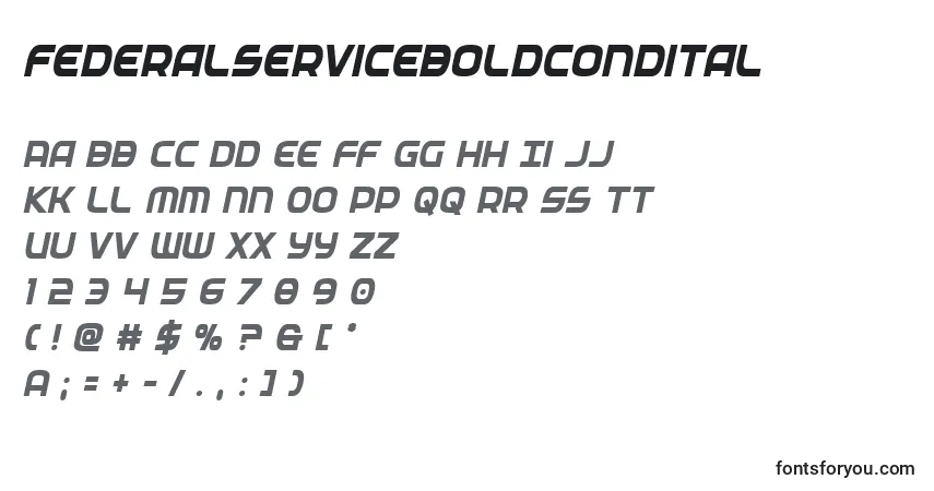 Шрифт Federalserviceboldcondital – алфавит, цифры, специальные символы