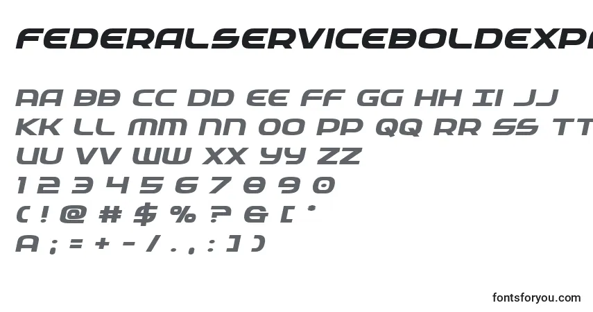 Шрифт Federalserviceboldexpandital – алфавит, цифры, специальные символы