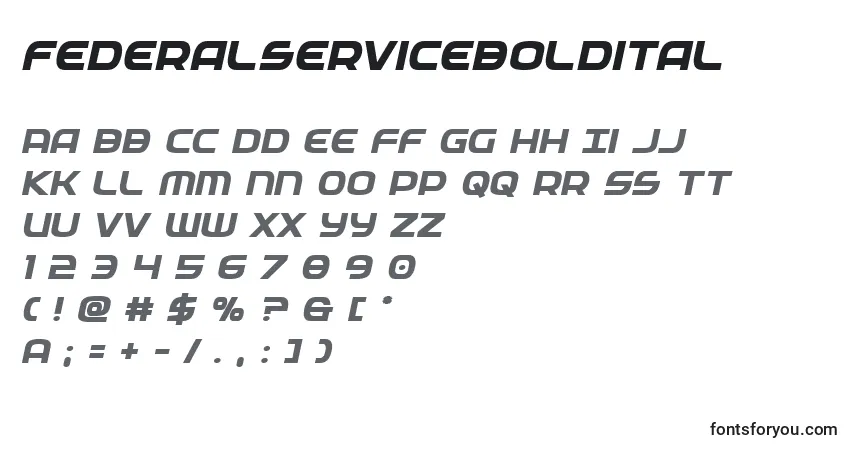 Federalservicebolditalフォント–アルファベット、数字、特殊文字