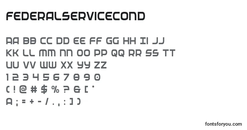 Schriftart Federalservicecond – Alphabet, Zahlen, spezielle Symbole
