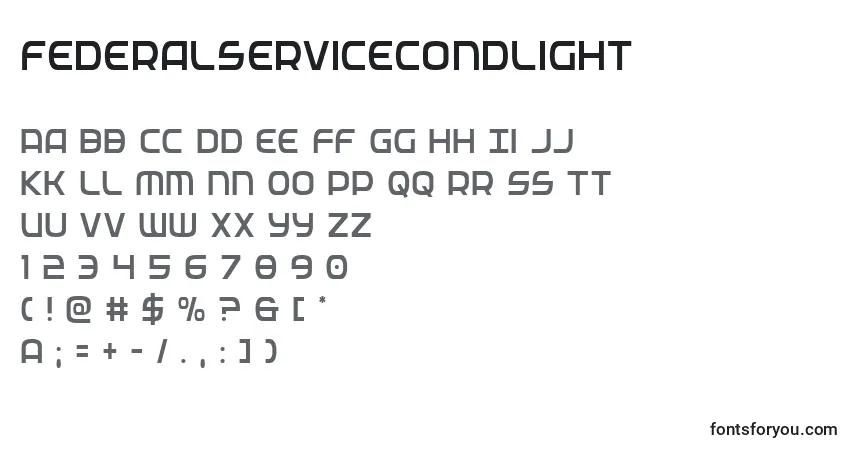Federalservicecondlight-fontti – aakkoset, numerot, erikoismerkit