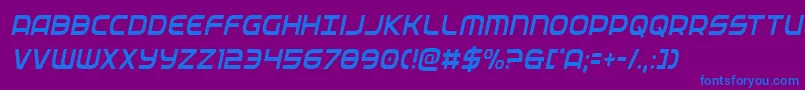federalservicecondlightital Font – Blue Fonts on Purple Background