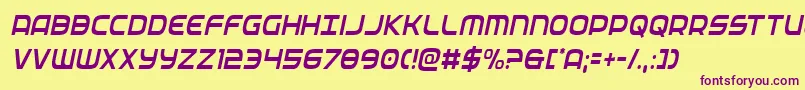 federalservicecondlightital Font – Purple Fonts on Yellow Background