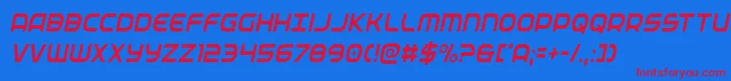 federalservicecondlightital Font – Red Fonts on Blue Background