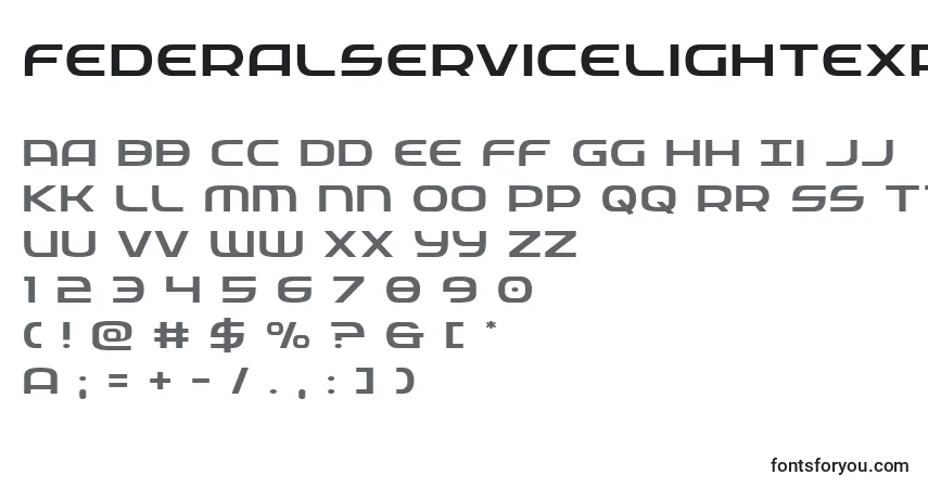 A fonte Federalservicelightexpand – alfabeto, números, caracteres especiais