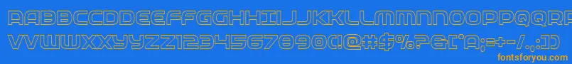 フォントfederalserviceout – オレンジ色の文字が青い背景にあります。