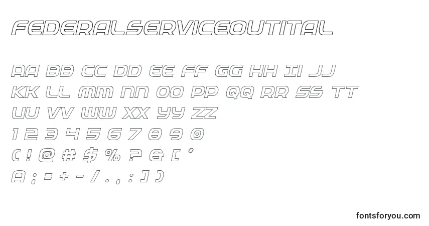 A fonte Federalserviceoutital – alfabeto, números, caracteres especiais