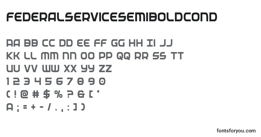 Schriftart Federalservicesemiboldcond – Alphabet, Zahlen, spezielle Symbole