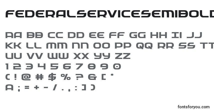 Шрифт Federalservicesemiboldexp – алфавит, цифры, специальные символы