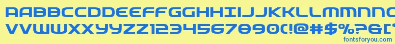 フォントfederalservicesemiboldexp – 青い文字が黄色の背景にあります。