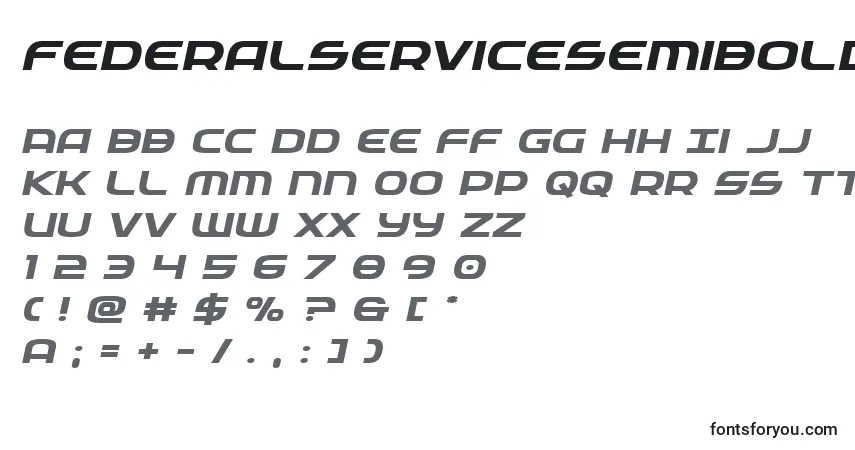 Federalservicesemiboldexpitalフォント–アルファベット、数字、特殊文字