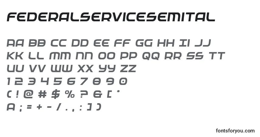 Шрифт Federalservicesemital – алфавит, цифры, специальные символы