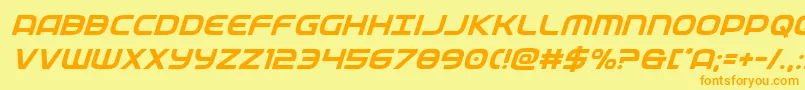 フォントfederalservicesuperital – オレンジの文字が黄色の背景にあります。