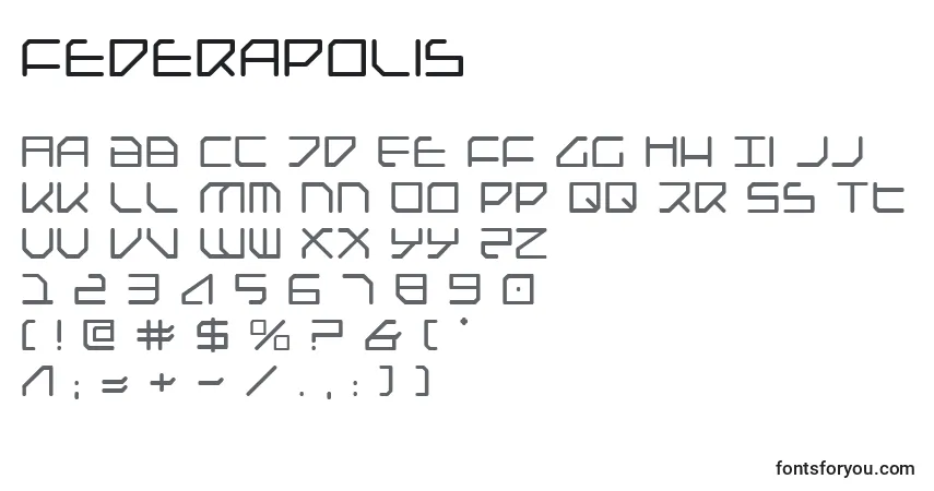 A fonte Federapolis (126520) – alfabeto, números, caracteres especiais