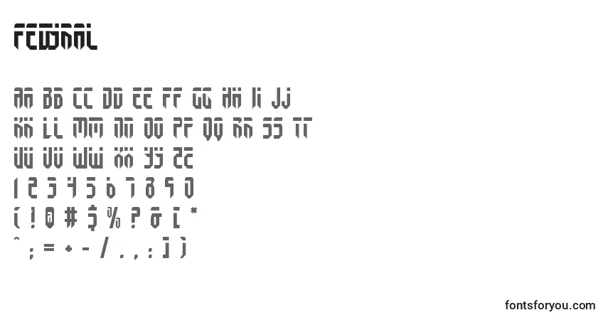 A fonte Fedyral (126522) – alfabeto, números, caracteres especiais
