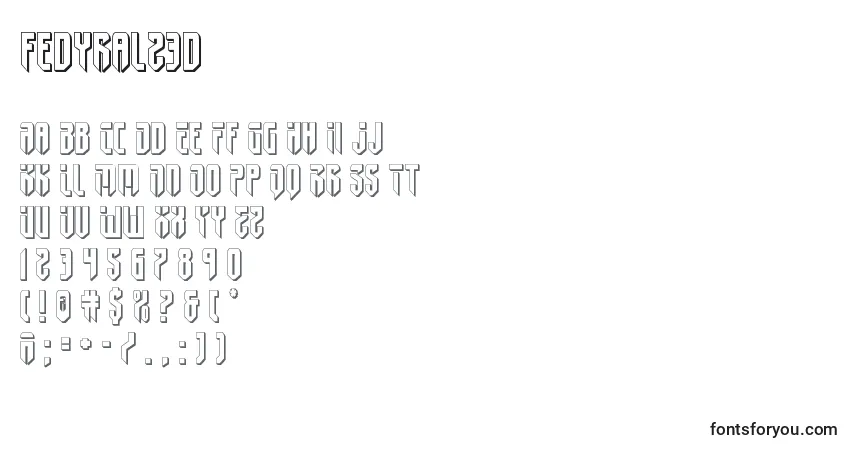Czcionka Fedyral23d – alfabet, cyfry, specjalne znaki