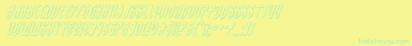 フォントfedyral23dital – 黄色い背景に緑の文字