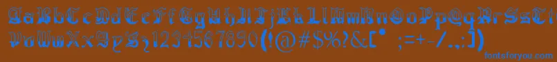 RegothicMedieval Font – Blue Fonts on Brown Background