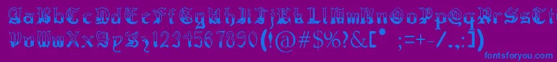 RegothicMedieval-Schriftart – Blaue Schriften auf violettem Hintergrund