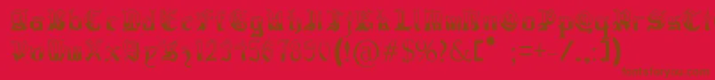 Fonte RegothicMedieval – fontes marrons em um fundo vermelho