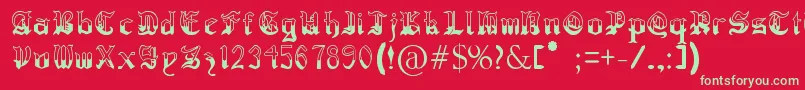 RegothicMedieval Font – Green Fonts on Red Background