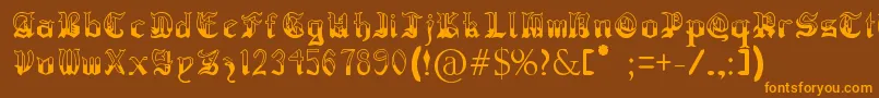 RegothicMedieval-Schriftart – Orangefarbene Schriften auf braunem Hintergrund