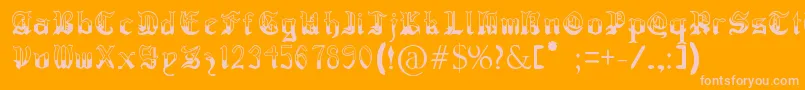 RegothicMedieval-Schriftart – Rosa Schriften auf orangefarbenem Hintergrund