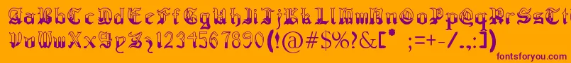 RegothicMedieval-Schriftart – Violette Schriften auf orangefarbenem Hintergrund