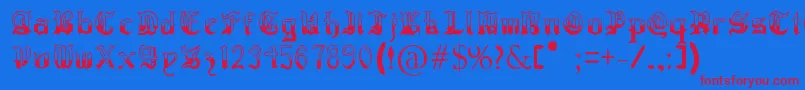 RegothicMedieval Font – Red Fonts on Blue Background