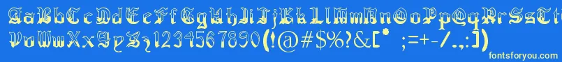 RegothicMedieval Font – Yellow Fonts on Blue Background